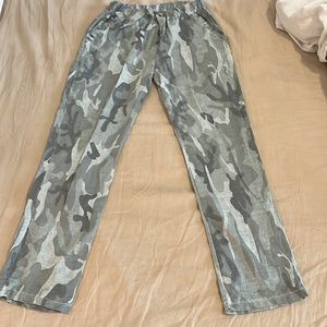 Soft green Italian linen camo pants. Never worn.